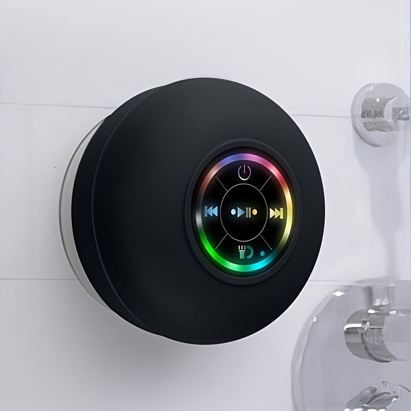 Shower Speaker, Portable Wireless Speaker With Suction Cup, USB Rechargeable Black Speaker With 2 Hours Play Time 3.7V/400mah Battery 5.0 Wireless Version Life For Parties, Bathroom, Travel, Home, And Outdoor (Suction Cups Must Be On A Smoo