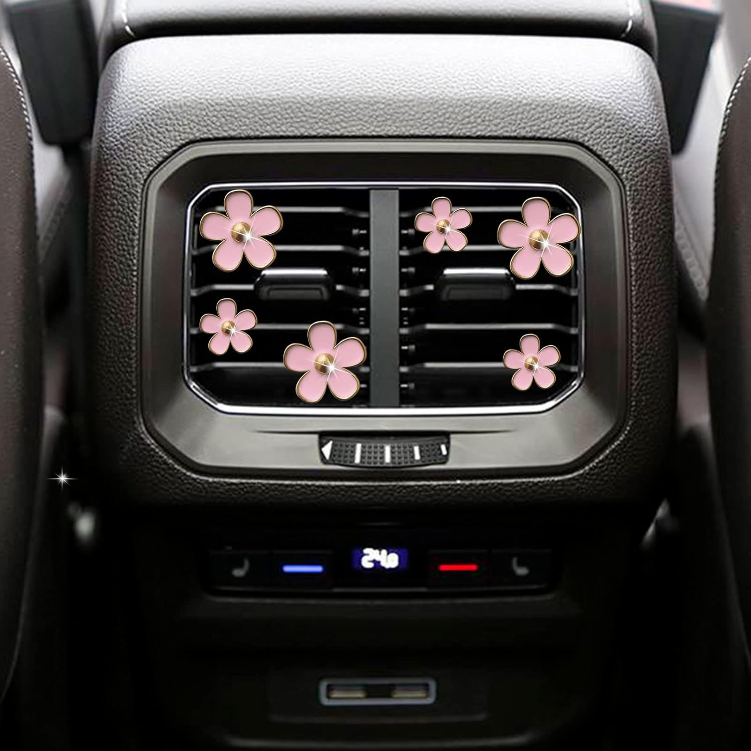 6 Pcs Daisy Air Vent Clips, Cute Flower Air Conditioning Outlet Clip Car Air Fresheners Vent Clips Car Interior Decor Charm Car Decoration Cute Car Accessories for Women Girls + Mask Hook(Pink)