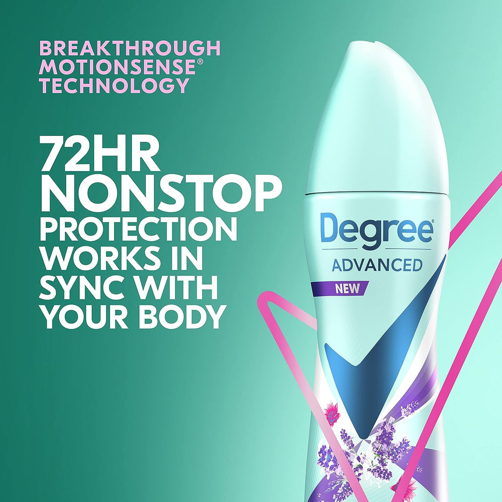 Degree Antiperspirant Deodorant Dry Spray 72-Hour Sweat and Odor Protection Lavender and Waterlily Deodorant Spray For Women With MotionSense Technology 3.8 oz 3 Count