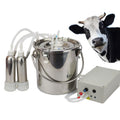 5L Electric MilMachine for Cow, Pulsation Vacuum Pump Electric Milker with 2 Teat Cups and  Steel Bucket (Cow)