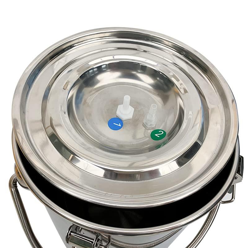 5L Electric MilMachine for Cow, Pulsation Vacuum Pump Electric Milker with 2 Teat Cups and  Steel Bucket (Cow)