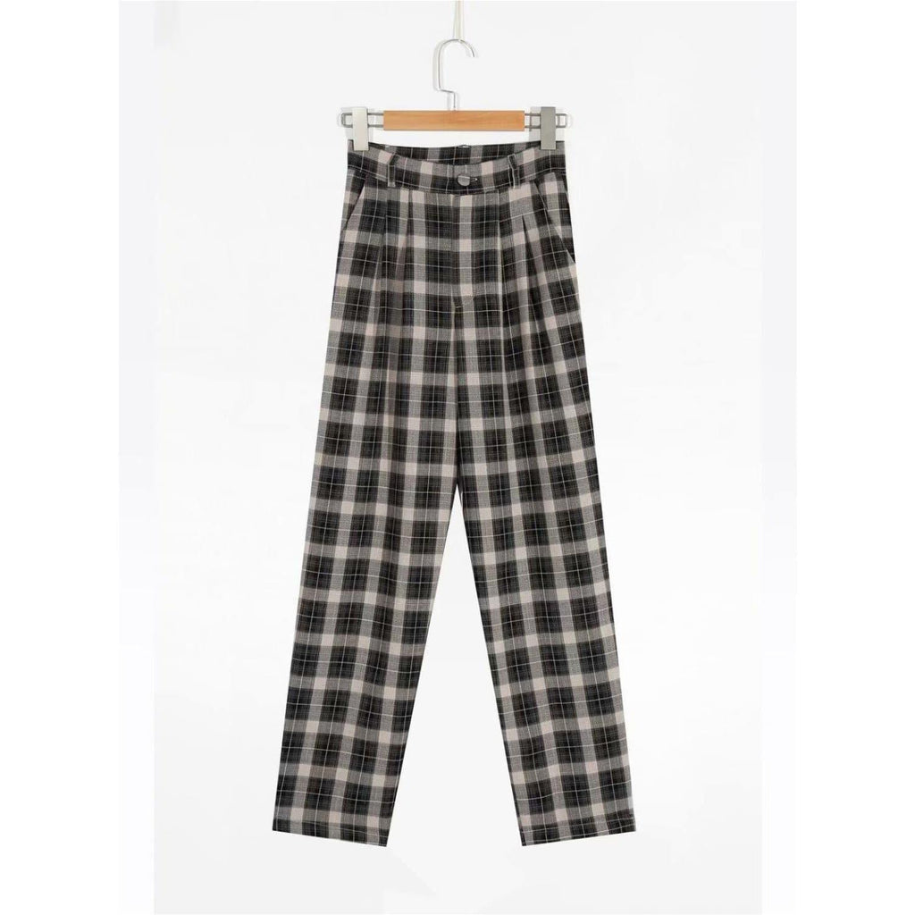 high waist chic plaid pants