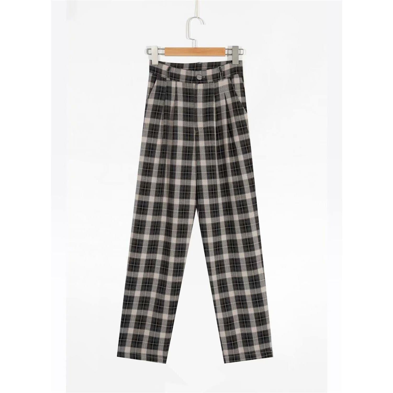 high waist chic plaid pants