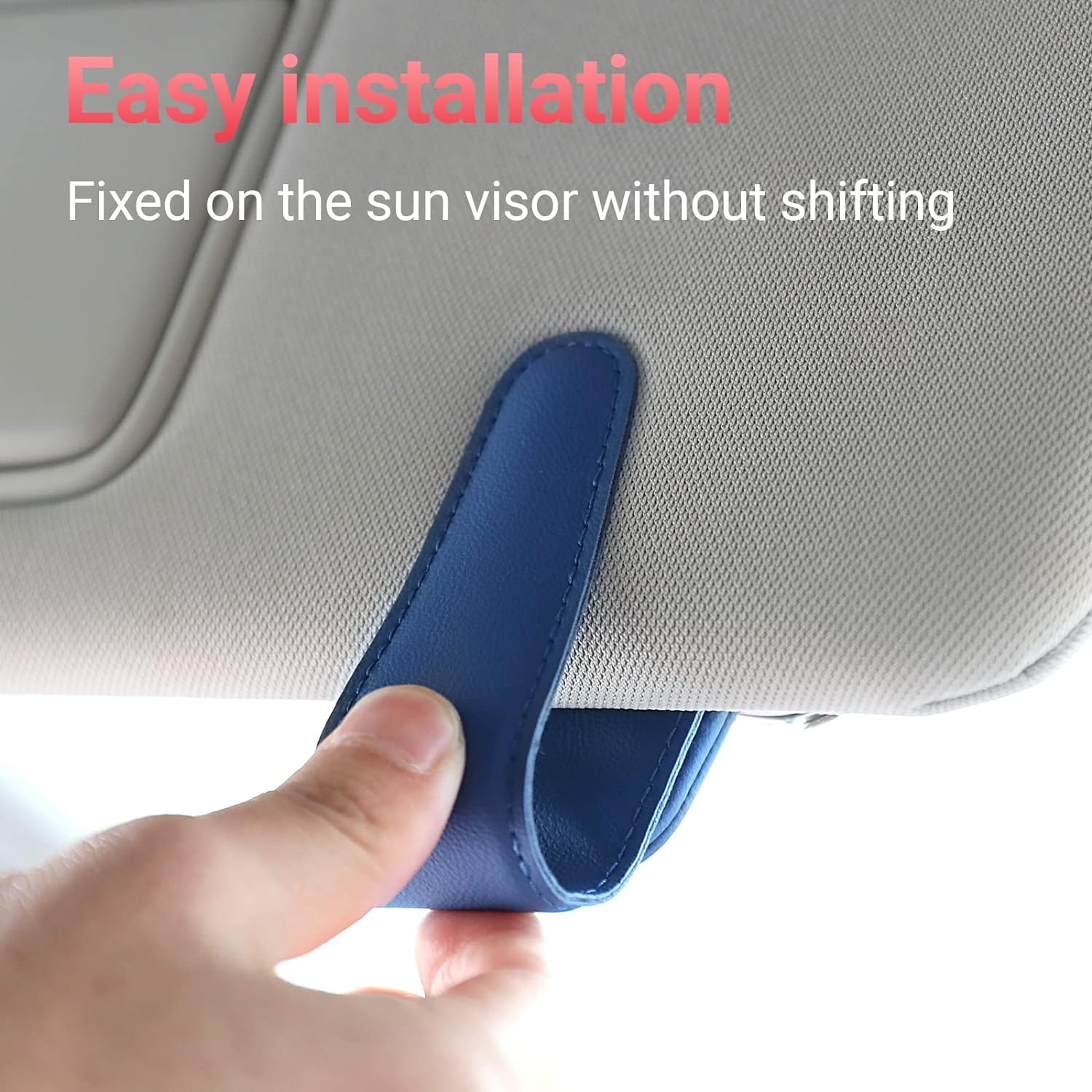 KanSmart Sunglass Holder for Car Visor Sunglasses Clip Magnetic Leather Glasses Eyeglass Holder Truck Car Interior Accessories Universal for Woman Man -Blue