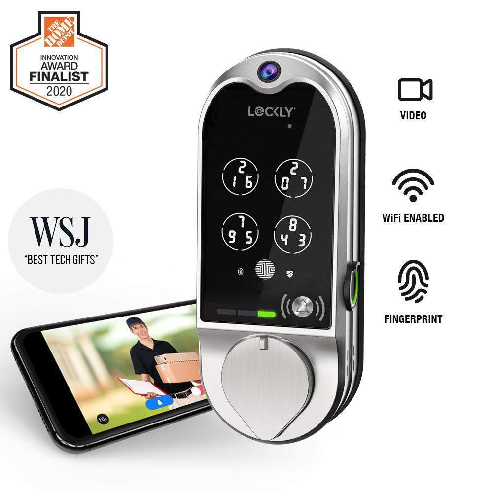 Vision Satin Nickel Deadbolt with Video Doorbell Smart Lock