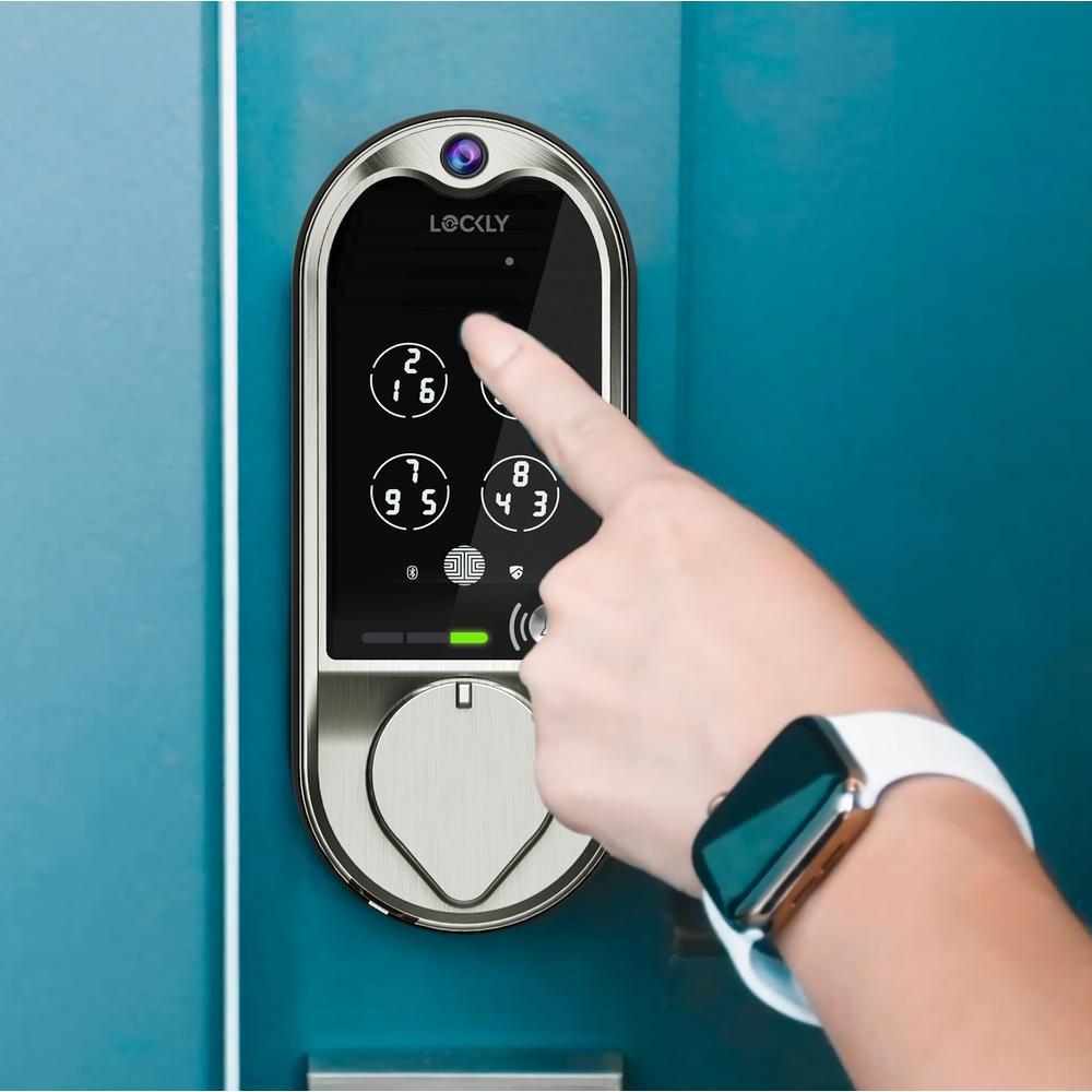 Vision Satin Nickel Deadbolt with Video Doorbell Smart Lock