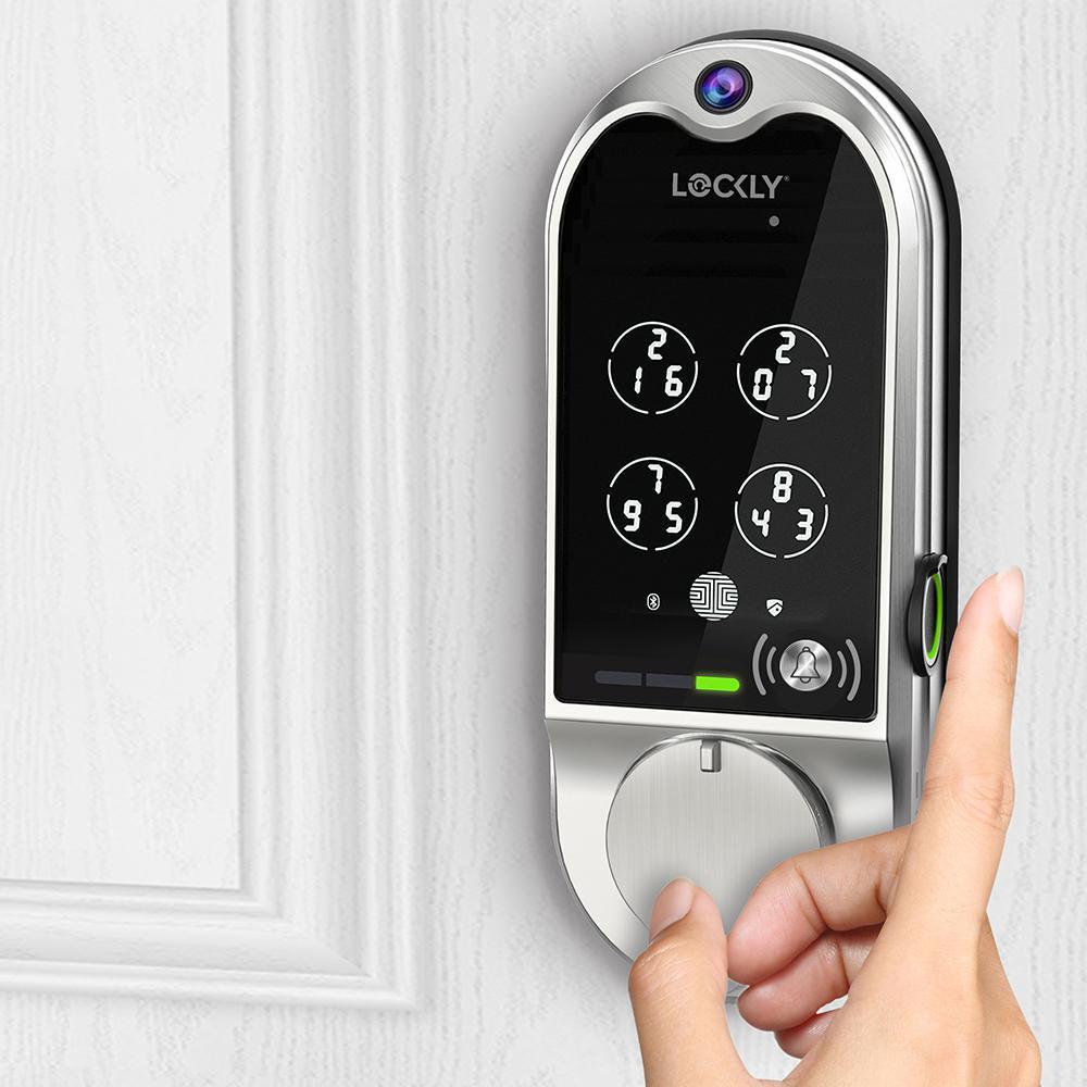 Vision Satin Nickel Deadbolt with Video Doorbell Smart Lock