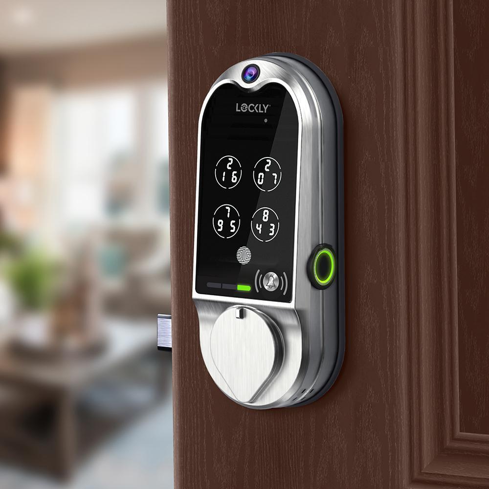 Vision Satin Nickel Deadbolt with Video Doorbell Smart Lock