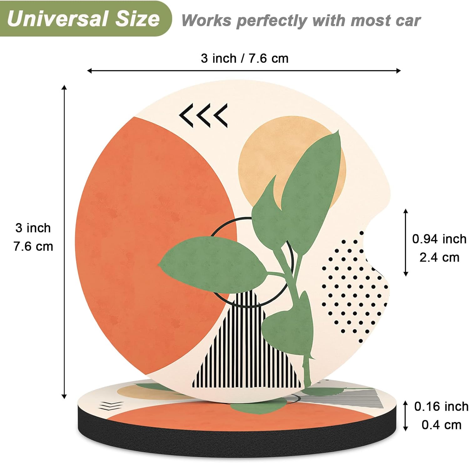 Nipichsha Car Cup Holder Coasters, Car Coasters for Cup Holders, 2 Pack Anti Slip Insert Coasters, Rubber Car Cup Mat with A Finger Notch, Cute Car Interior Accessories for Women (Modern Abstract Art)