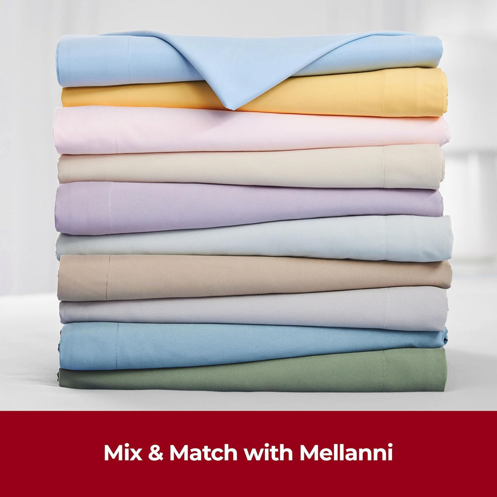 Mellanni Queen Sheet Set - 4 PC Iconic Collection Bedding Sheets &amp; Pillowcases - Hotel Luxury, Extra Soft, Cooling Bed Sheets - Deep Pocket up to 16" - Wrinkle, Fade, Stain Resistant (Queen, White)