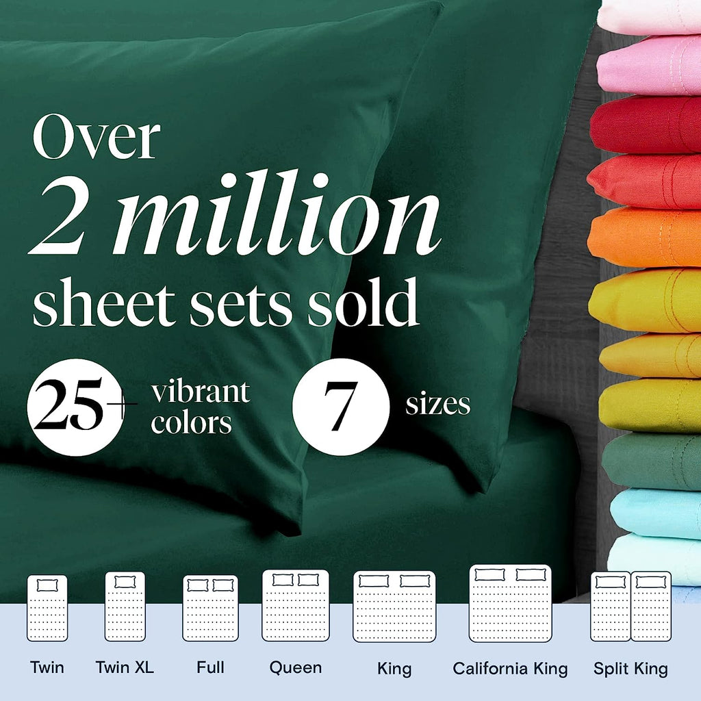 LuxClub 6 PC King Size Sheet Set Bamboo Sheets Deep Pockets 18" Eco Friendly Wrinkle Free Cooling Sheets Machine Washable Hotel Bedding Silky Soft - Emerald King