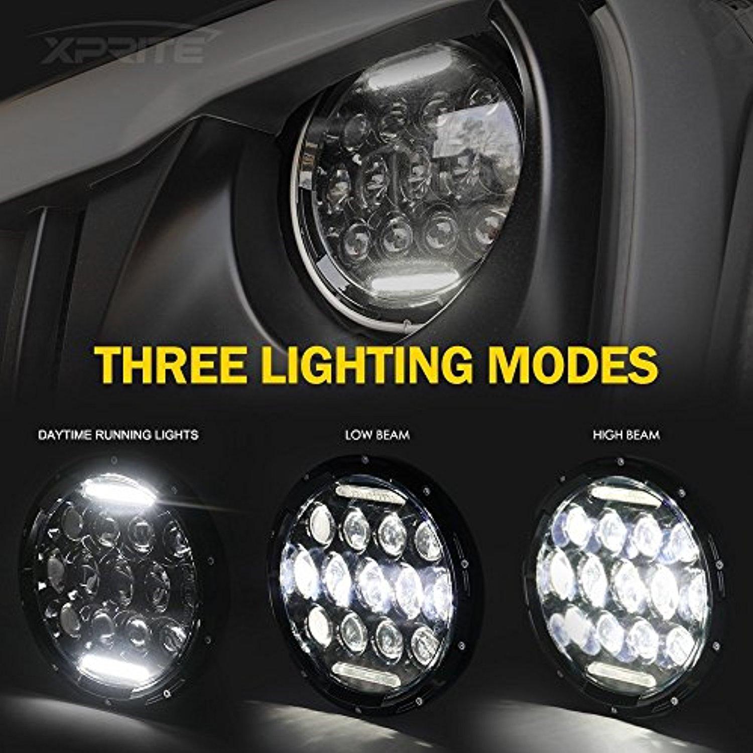 GMC G1500 G2500 G3500 1980-1987 7 Inch Round Cree LED Headlights White 75W 9000 Lumens Hi/Lo Beam with DRL
