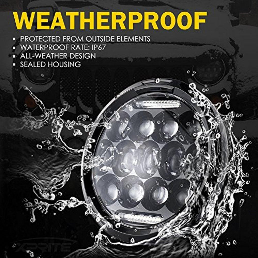 Ferrari 328 GTS 1986, 1987, 1988, 1989 7 Inch Round Cree LED Headlights White 75W 9000 Lumens Hi/Lo Beam with DRL