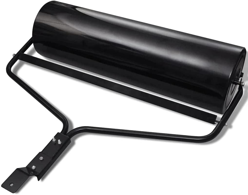 vidaXL Lawn Roller Black Iron Outdoor Land Scape Sod Repair Yard Flat Grass