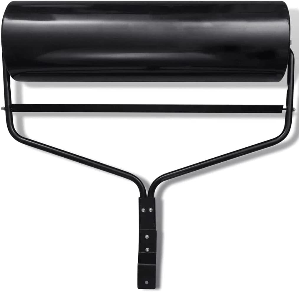 vidaXL Lawn Roller Black Iron Outdoor Land Scape Sod Repair Yard Flat Grass