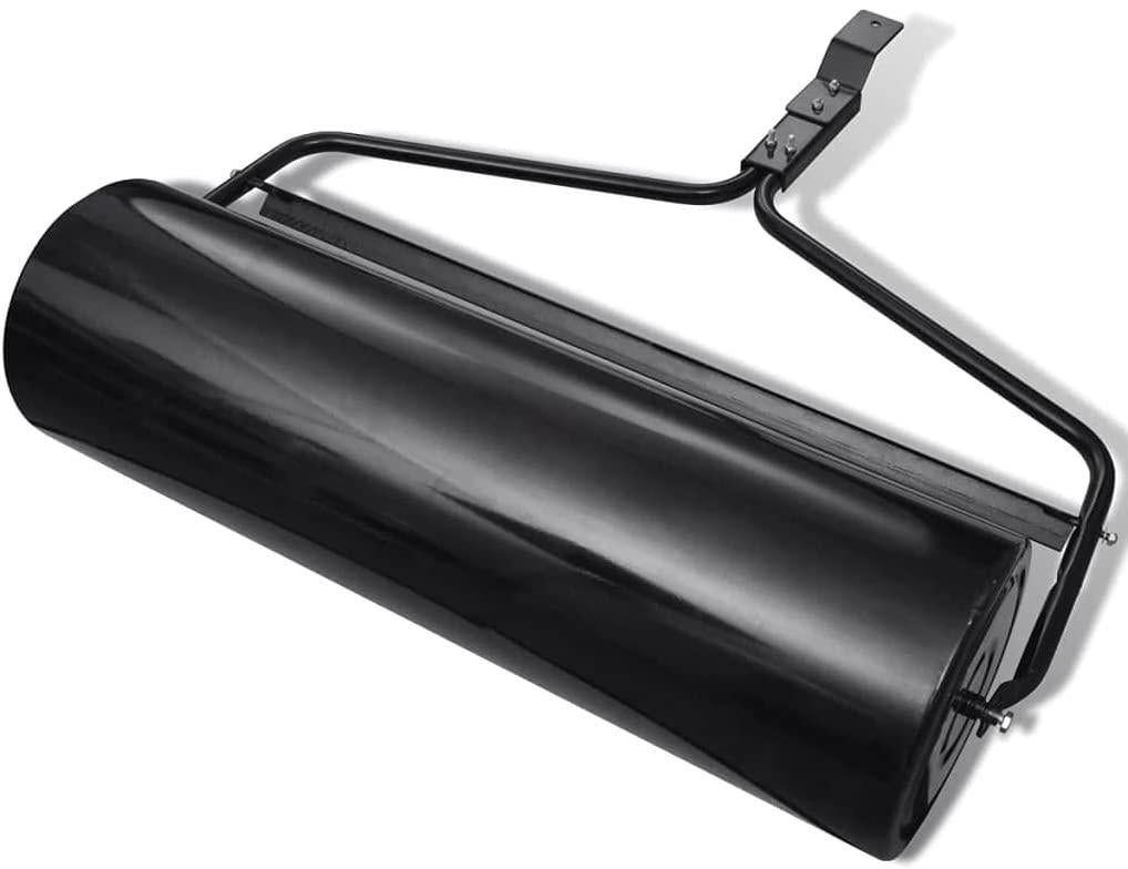vidaXL Lawn Roller Black Iron Outdoor Land Scape Sod Repair Yard Flat Grass
