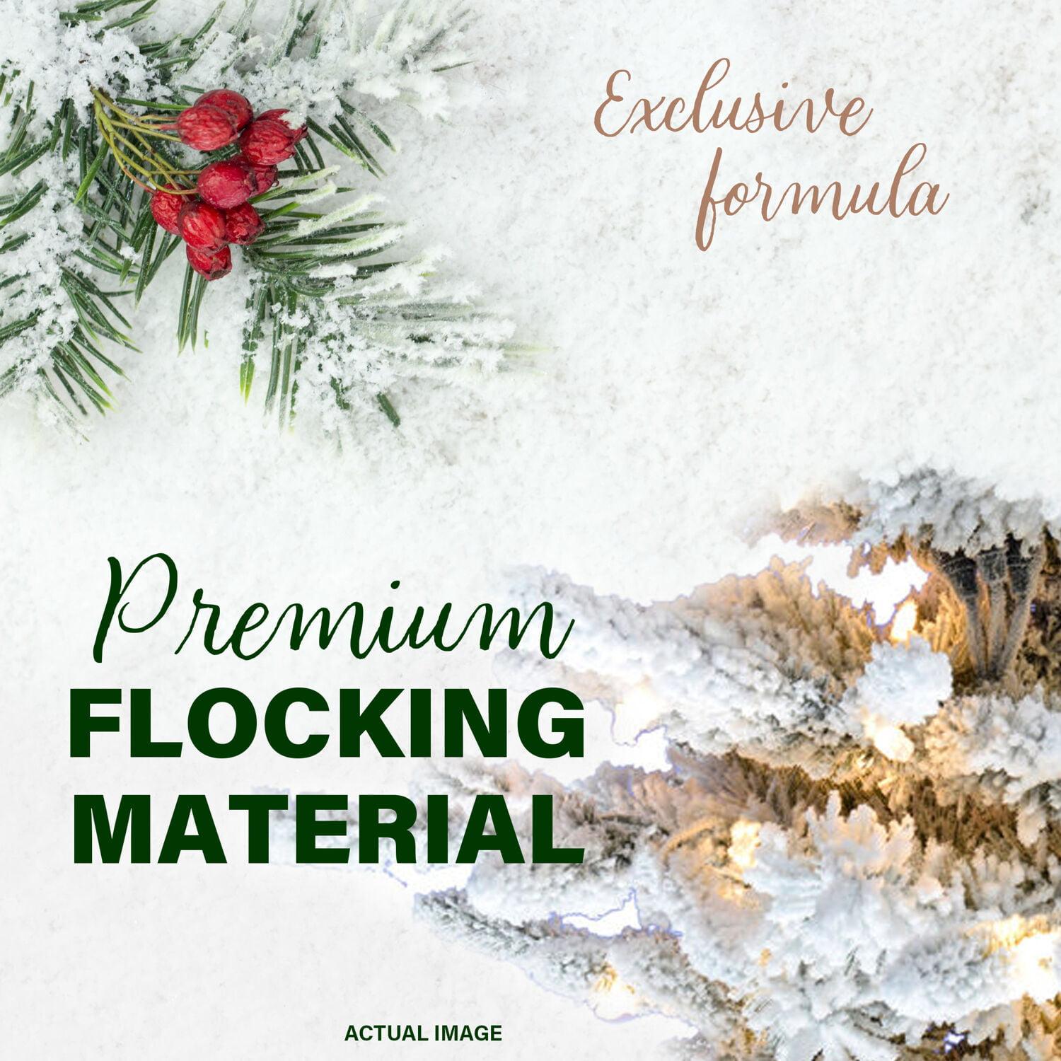 Fraser Hill Farm Clear Prelit LED White Flocked Pine Christmas Tree, 12'