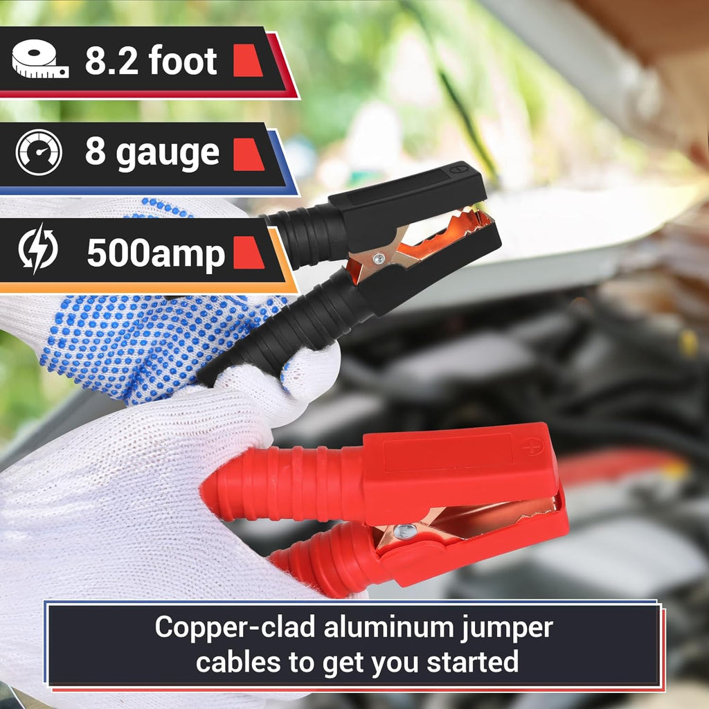 Car Emergency Kit, 23 in 1 Multifunctional Roadside Assistance Auto Safety Kit, First Aid Kit, Jumper Cables, Tow Rope, Triangle, Flashlight, Safety Hammer, and More Ideal Survival Pack Accessories
