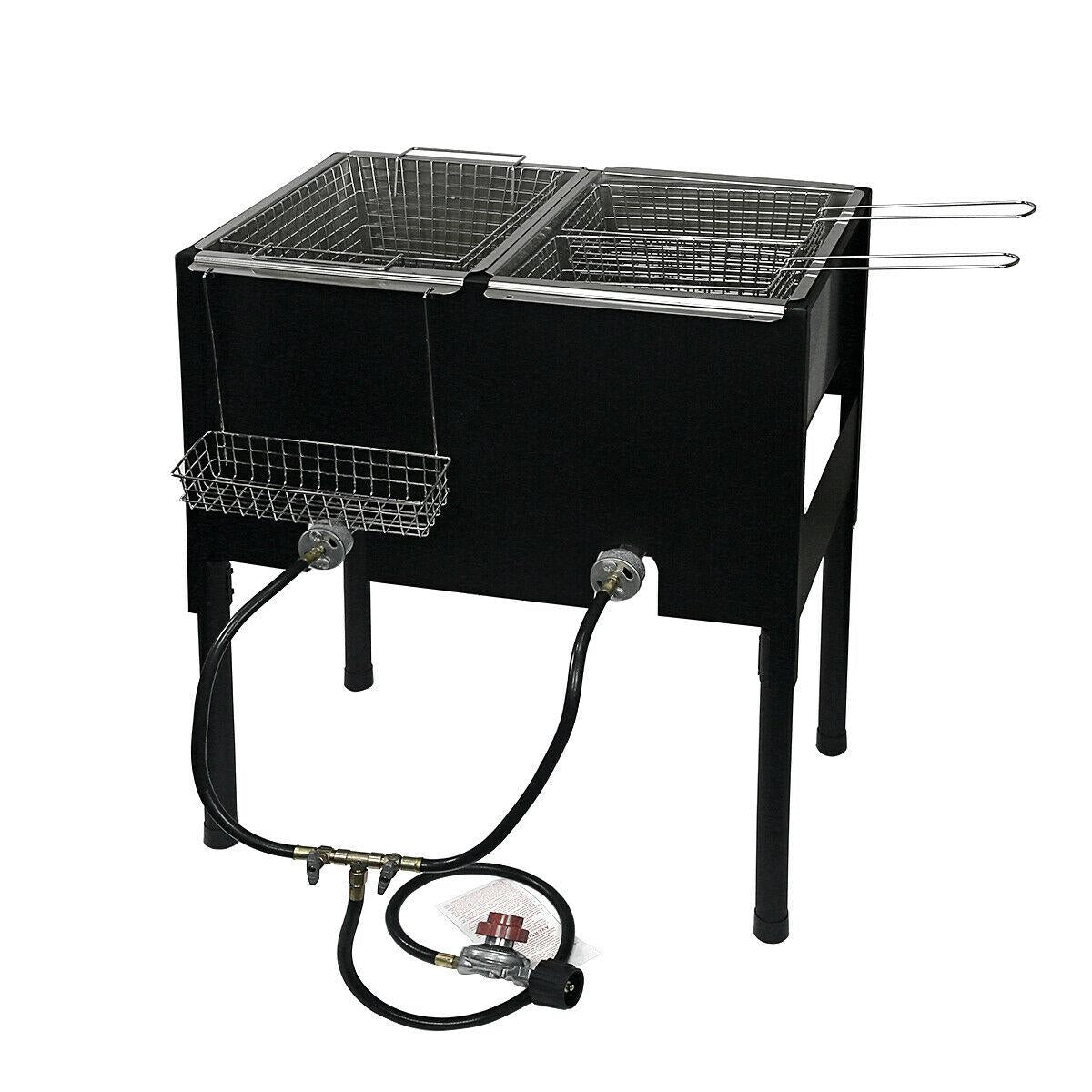 Outdoor Triple 3 Basket Deep Fryer Propane Portable Camping  Steel