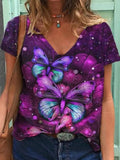 Floral Digital Print Fashion Short-sleeved T-shirt