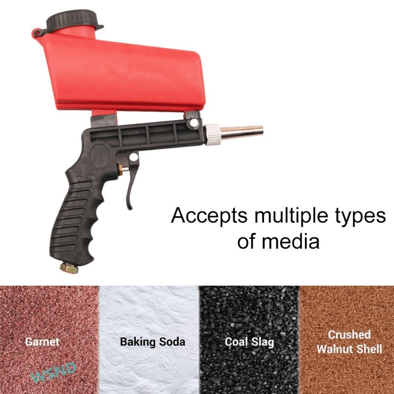 90psi Adjustable Sandblasting Gun, Portable Gravity Pneumatic  Adjustable Small Air Blasting Derusting Sandblasting Spr