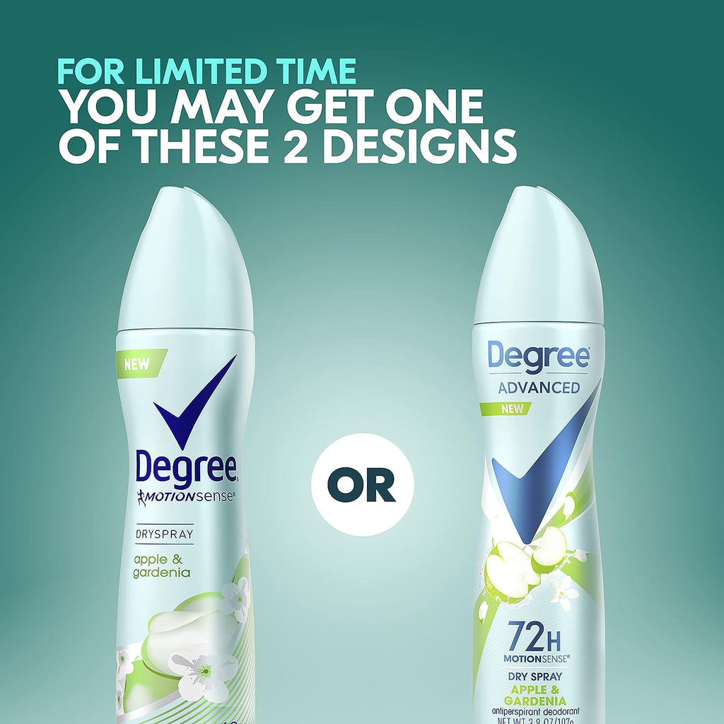Degree Antiperspirant Spray Deodorant for Women Apple &amp; Gardenia 72-Hour Protection, 3.8 Ounce (Pack of 3)
