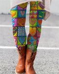 sheath floral-print cotton-blend pants