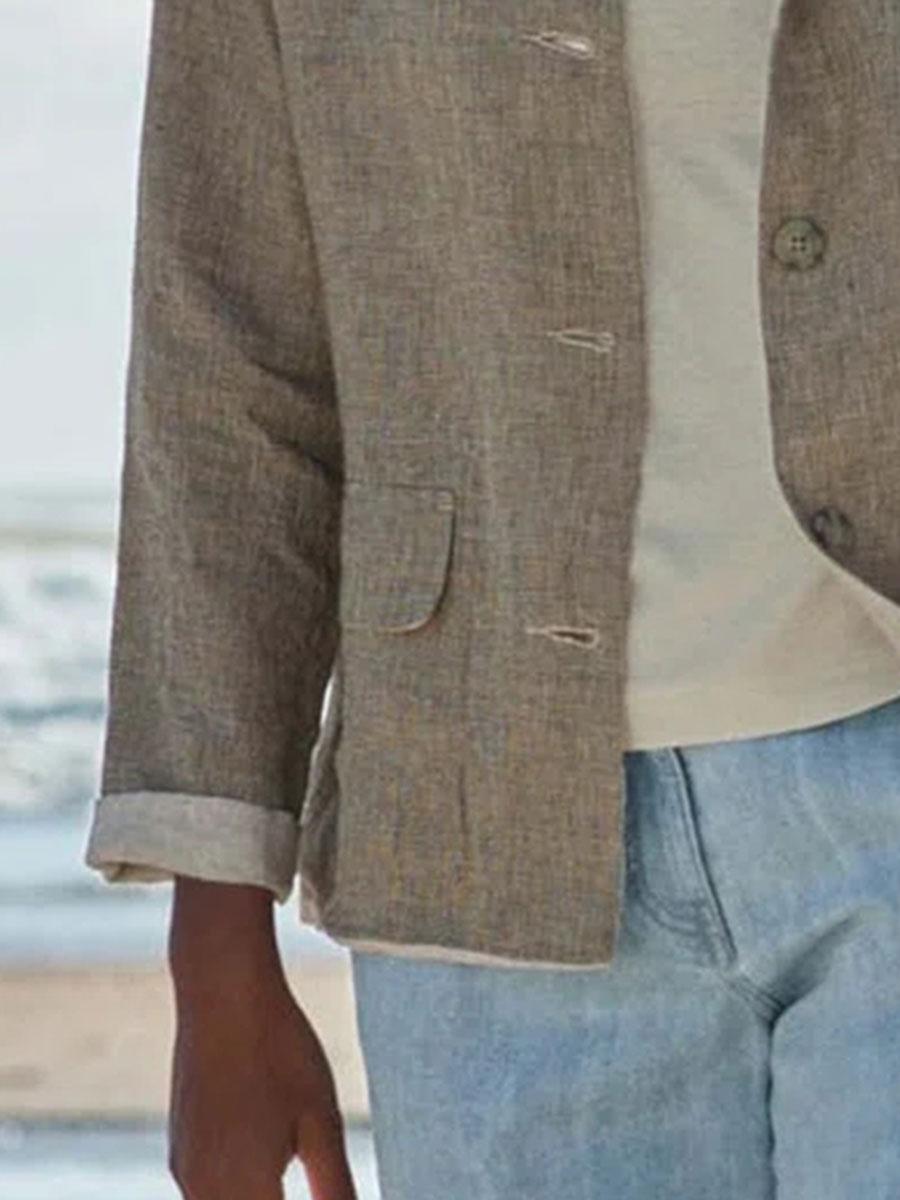 Pure Color Fashion Lapel Casual Long-sleeved Jacket