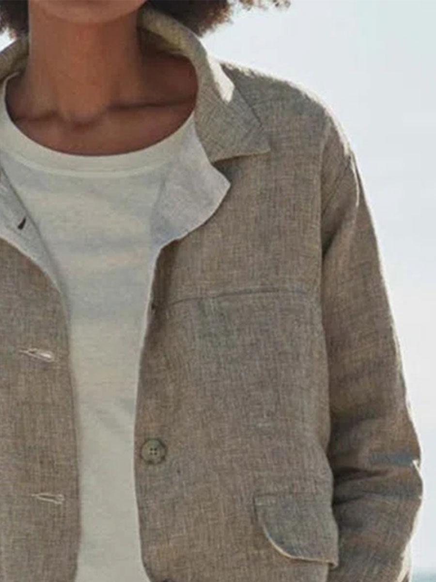 Pure Color Fashion Lapel Casual Long-sleeved Jacket