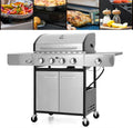 Propane Gas Grill 4 Burners with Cover  Steel CooGrill Outdoor BBQ