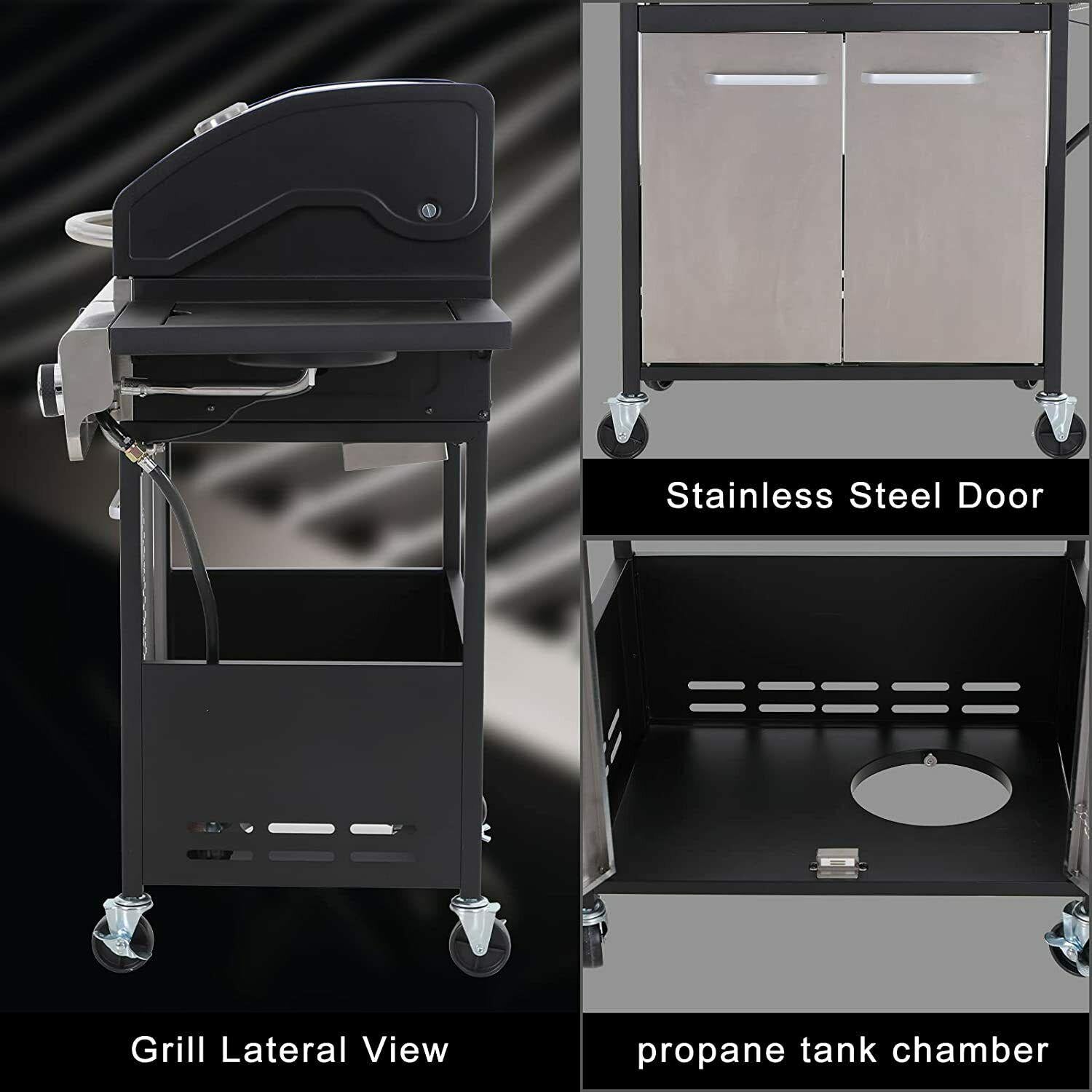 Propane Gas Grill 4 Burners with Cover  Steel CooGrill Outdoor BBQ