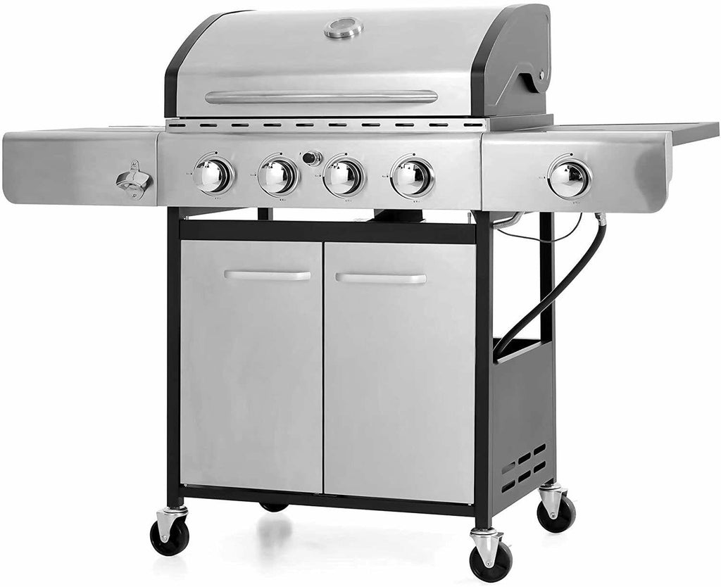 Propane Gas Grill 4 Burners with Cover  Steel CooGrill Outdoor BBQ