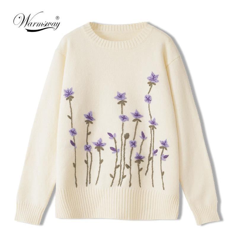 floral pullover sweater long sleeve