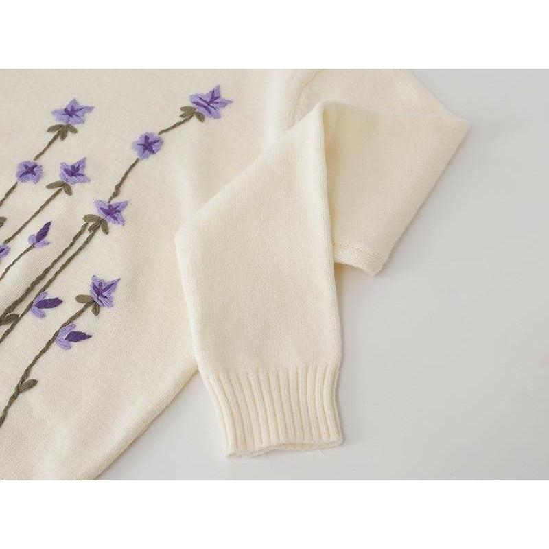 floral pullover sweater long sleeve