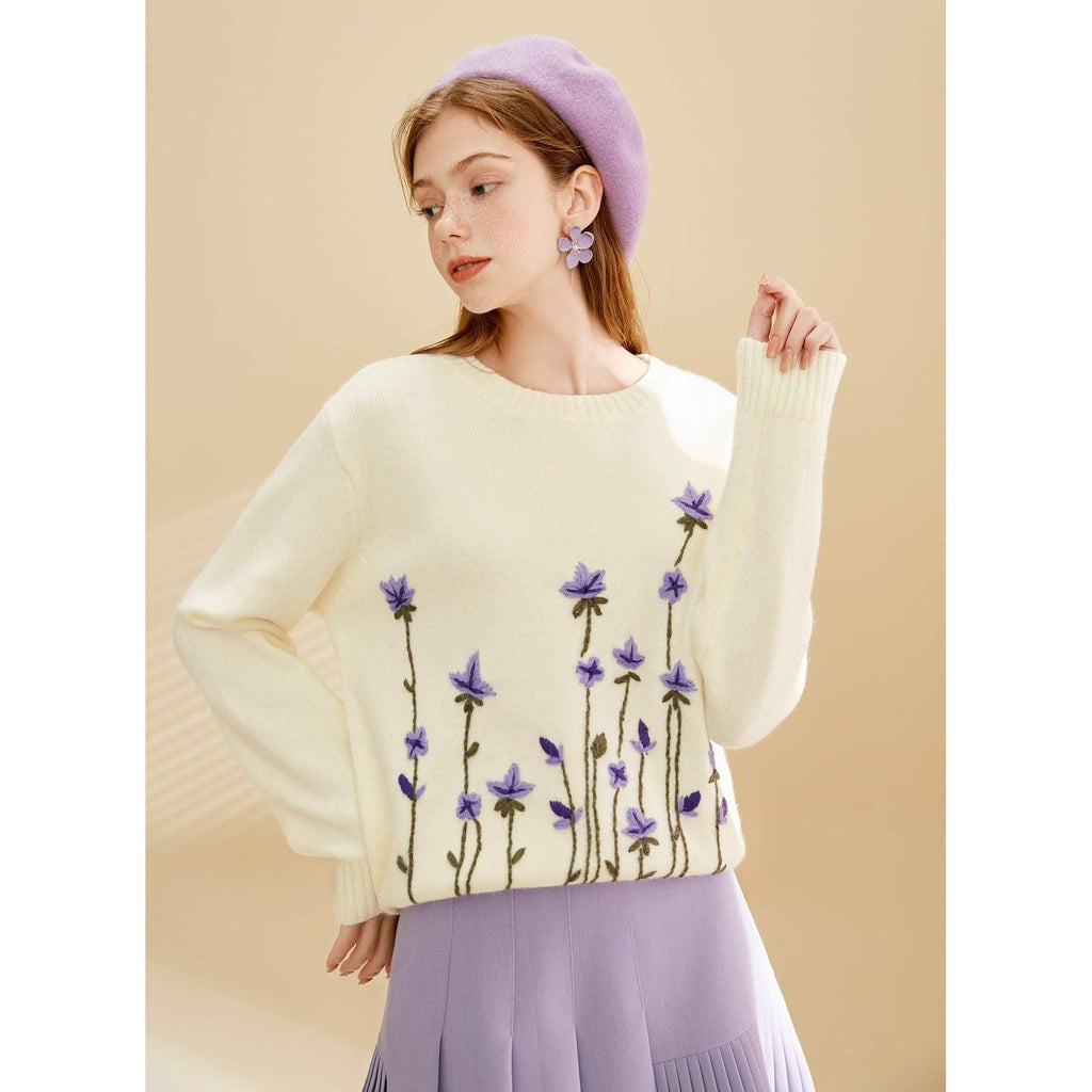 floral pullover sweater long sleeve