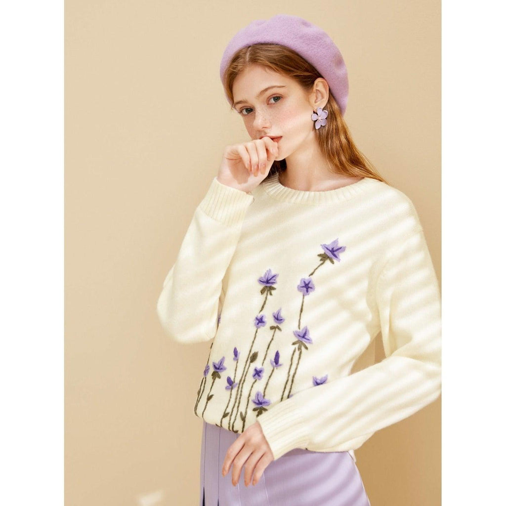 floral pullover sweater long sleeve