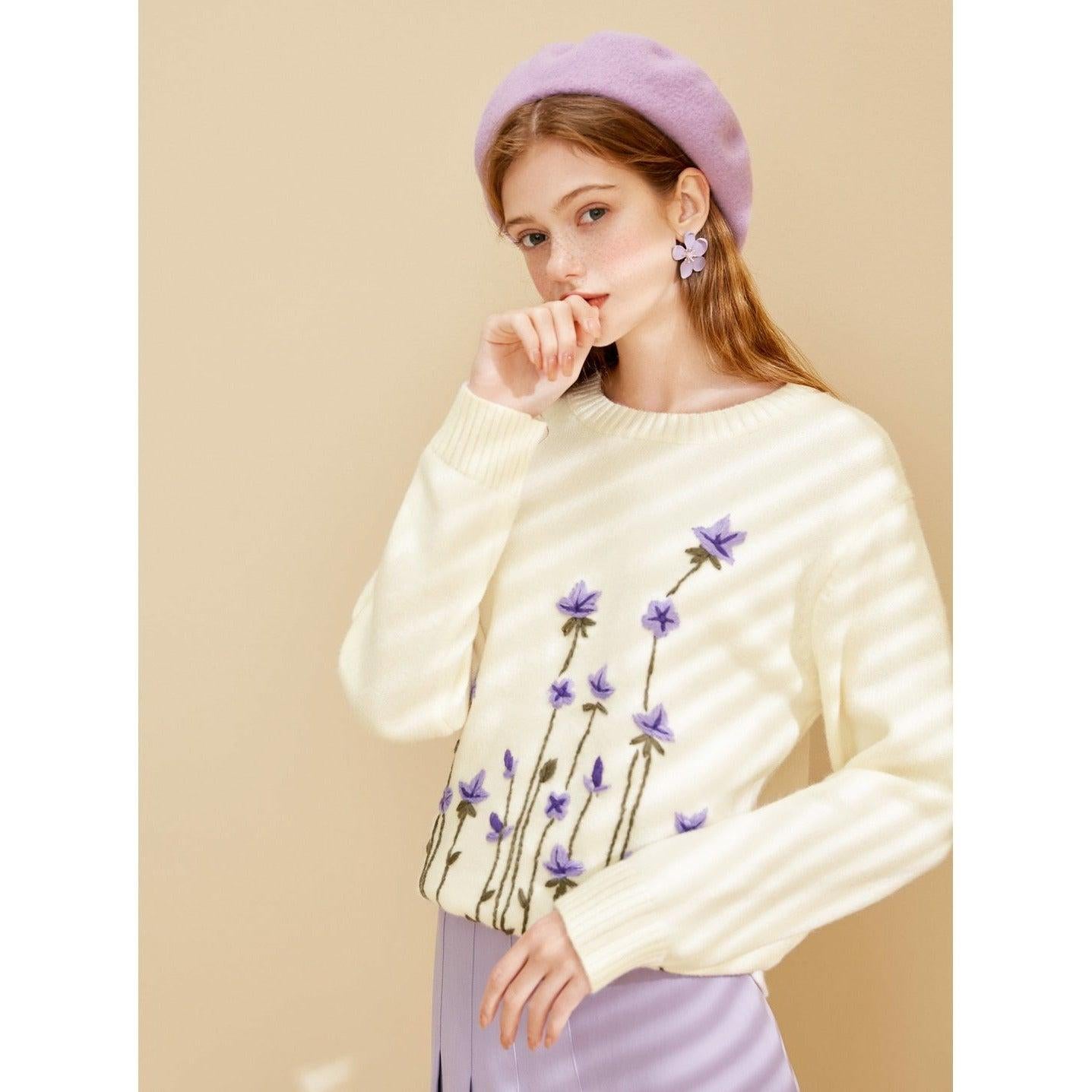 floral pullover sweater long sleeve