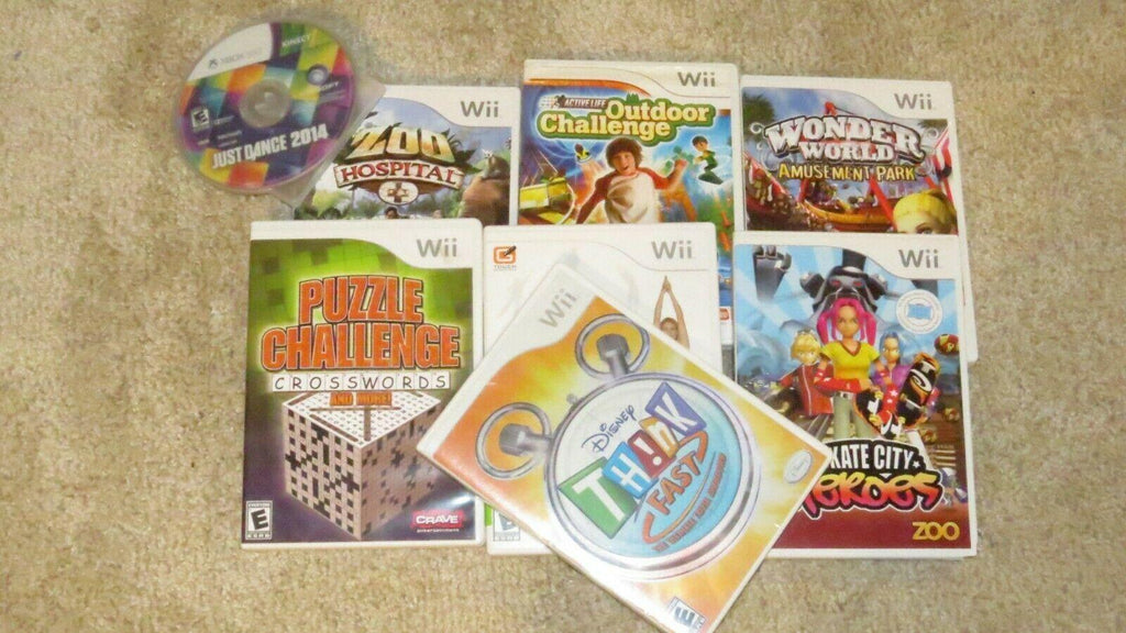 Wii Gaming Console + 8 Pre-Loaded Games OEM Cords RVL-001 Lot 8 Games