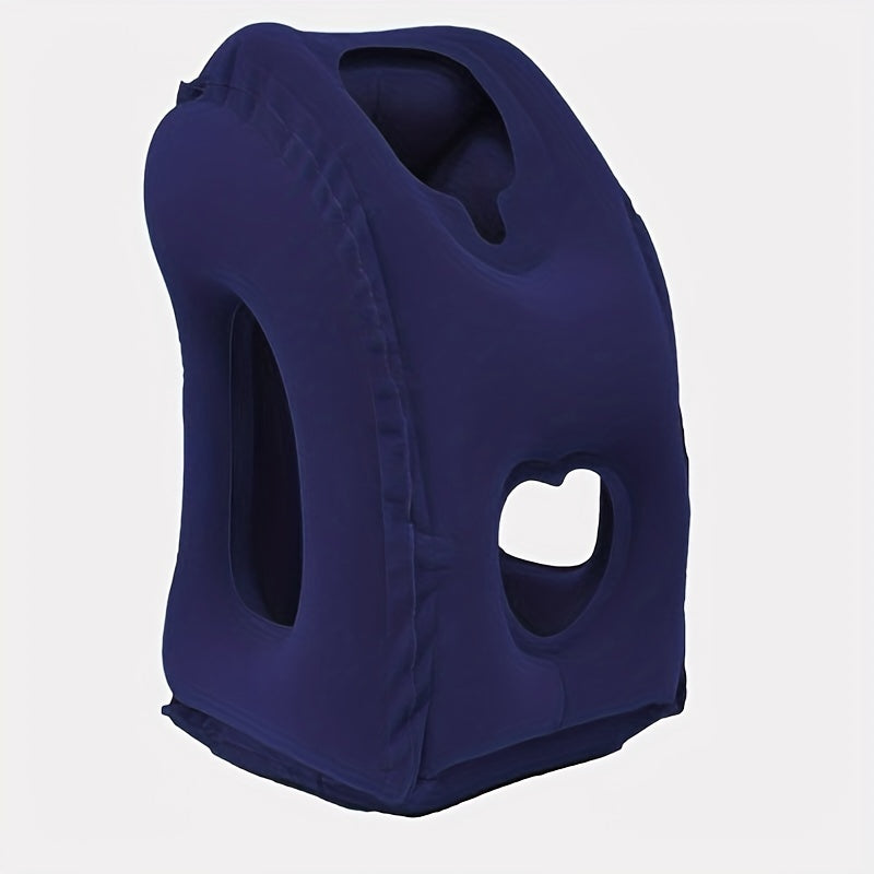 Comfy Inflatable Travel Pillow: Neck &amp; Lumbar Support For Airplane, Car, RV &amp;   - Folds Easily Into Bag!