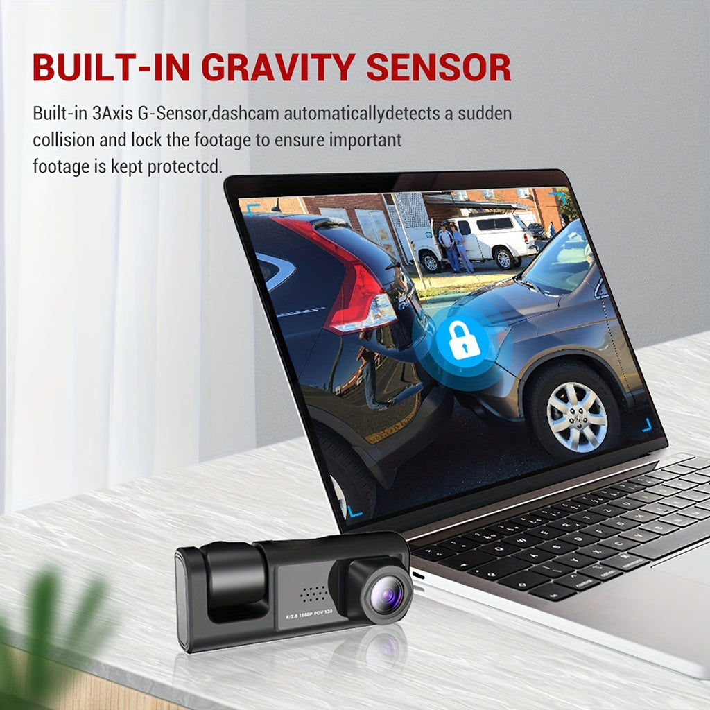 3 Channel Dash Cam Front And Rear Inside,1080P Dash Cam IR Night Vision, Loop Recording Car DVR Camera 3 Lens  With 2 Inch IPS Screen 3 Cameras Car Dashcam,car Black Box Recording At Same Time,Wide Angle Dashboard Camera Recorder