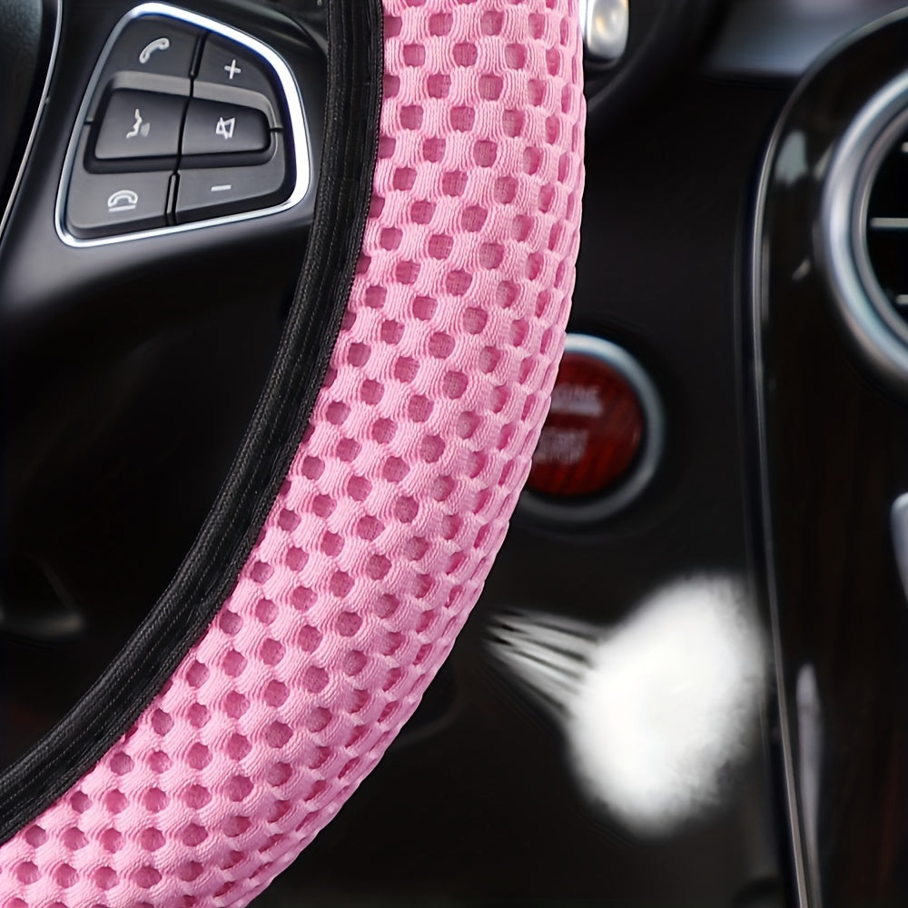 Three-dimensional Mesh Breathable Sweat-absorbing Comfortable Non-slip Car Steering Wheel Cover, Without Inner Ring Suitable For 14.57-14.96inch Auto Parts