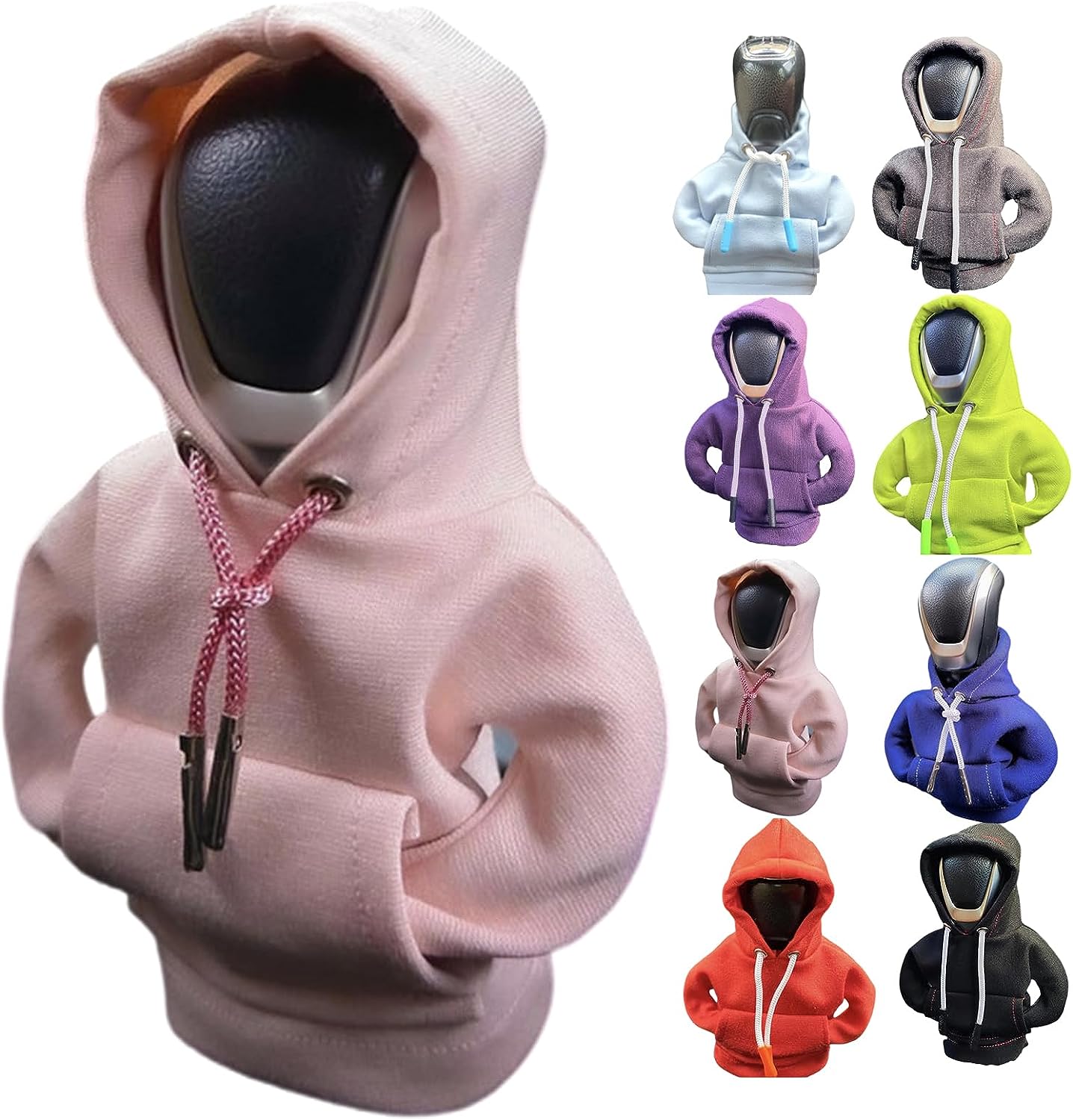 Car Shift Knob Hoodie, Funny Gear Shift Knob Shirt Sweater, Winter Warm Shift Knob Cover Sweater Shirt, Automotive Interior Novelty Accessories Decorations, Universal Fit Knob Cover Gift (Pink)