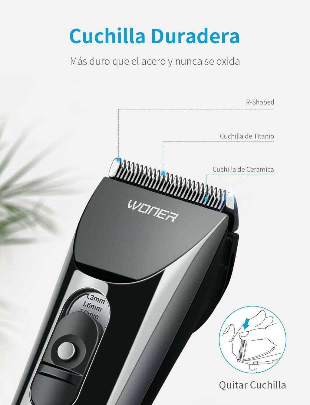Woner Hc-827b Trimmer Professional Mens Turbo 2 Speed Rechargeable LED