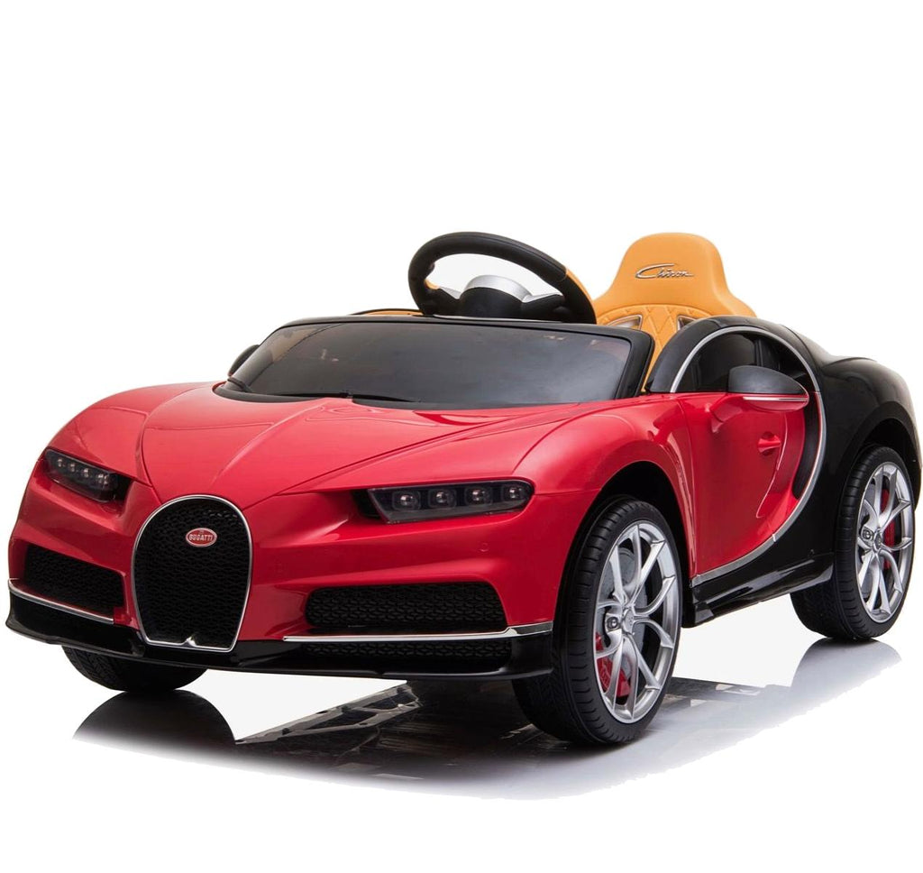KIDSVIP Officially Licensed 1 Seater for 1 Rider Bugatti Chiron Sport 12V Ride on Car for Toddlers and Kids W/ Leather Seat, Rubber Wheels, Remote Control - Red