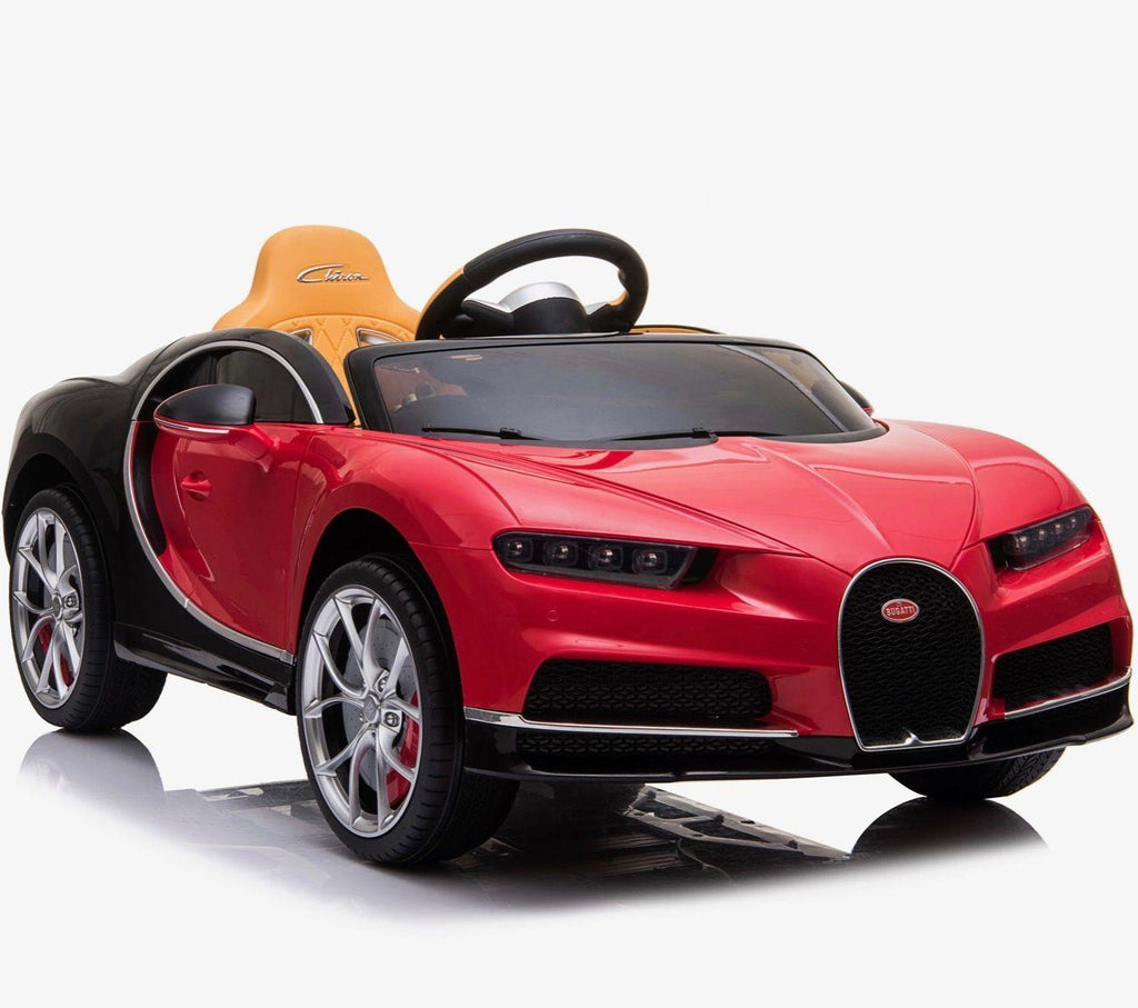 KIDSVIP Officially Licensed 1 Seater for 1 Rider Bugatti Chiron Sport 12V Ride on Car for Toddlers and Kids W/ Leather Seat, Rubber Wheels, Remote Control - Red
