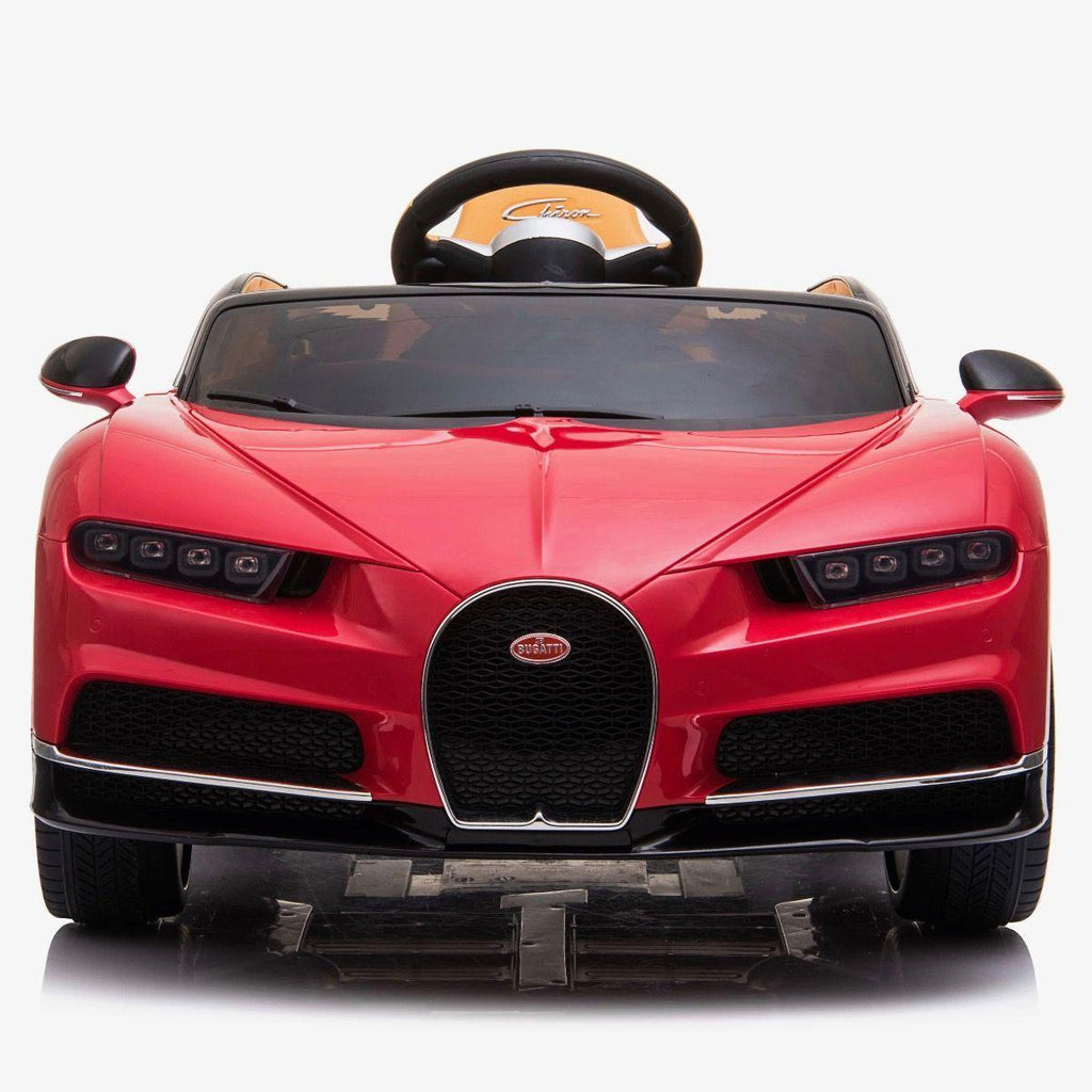 KIDSVIP Officially Licensed 1 Seater for 1 Rider Bugatti Chiron Sport 12V Ride on Car for Toddlers and Kids W/ Leather Seat, Rubber Wheels, Remote Control - Red