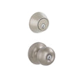 Satin Nickel Single Cylinder Deadbolt and Jeffir Keyed Entry Door Knob Combo Pack