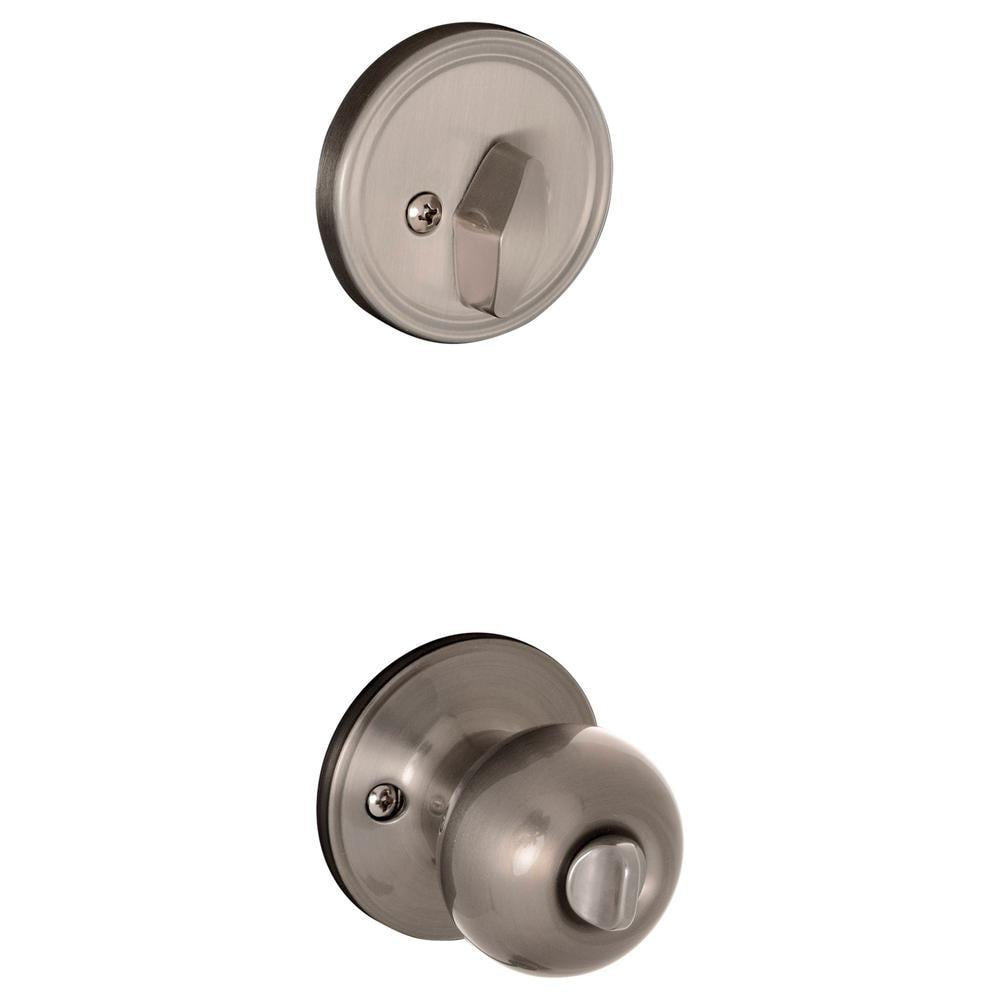 Satin Nickel Single Cylinder Deadbolt and Jeffir Keyed Entry Door Knob Combo Pack