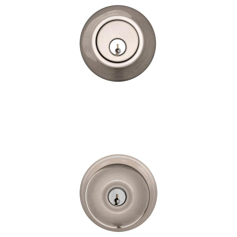 Satin Nickel Single Cylinder Deadbolt and Jeffir Keyed Entry Door Knob Combo Pack