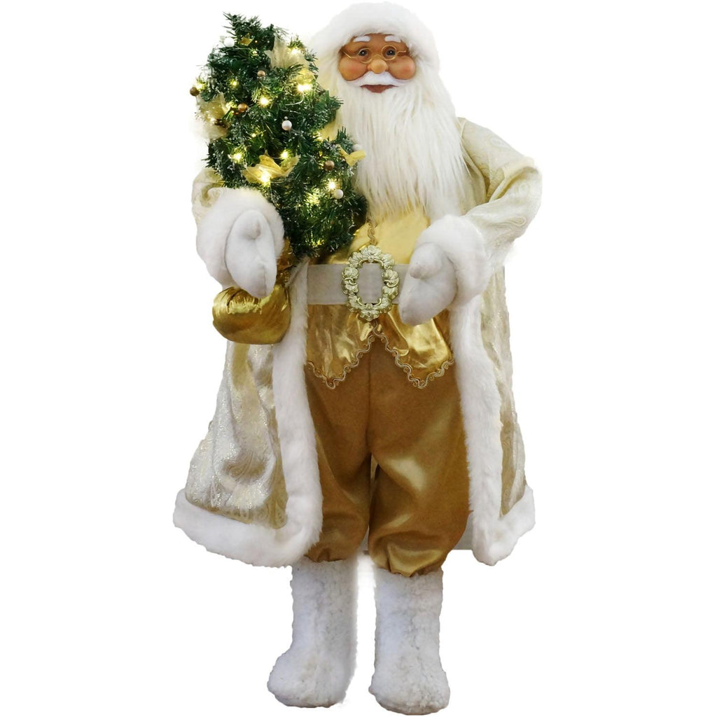 Fraser Hill Farm 3-Ft. Music and Motion Santa with Prelit Christmas Tree, Holiday Indoor Home Decor, FASC036M-19WHTGLD
